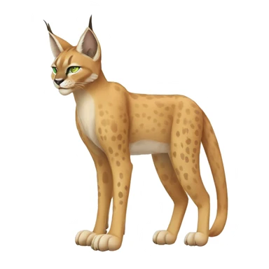 Beige Lynx-Caracal-Fakemon-hybrid with orange points with spots, green eyes brown toes, and short tail, full body sticker