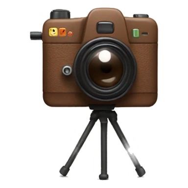 Animated brown camera with a K on it sticker