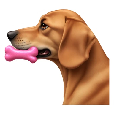 The dog eats a pink bone sticker