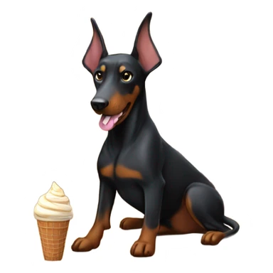 Doberman with ice cream by the fireplace  sticker