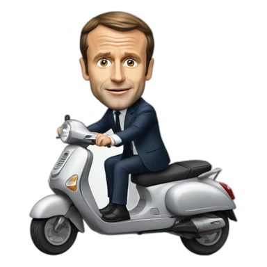 Emmanuel Macron sur un scooter sticker