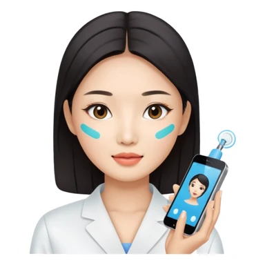 Asian women using facial beauty devices sticker