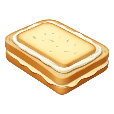 A piece of bread with mayonnaise sticker