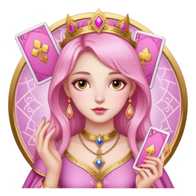 girl with pink pink tarot gold cards sticker