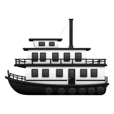 Simple black and white houseboat as basic and small as possible sticker