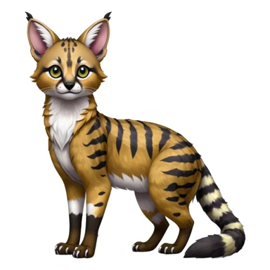 Colorful dark tropical exotic cute cool beautiful shiny beautiful fantasy-caracal-civet-genet-sergal-vernid-serval-Gryphon-Cacomistle-Trico-oncilla-animal-Fakémon-hybrid-fursona (full body) sticker