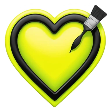 A neon yellow heart with black brushes inside the heart and The text UVP inside the heart sticker