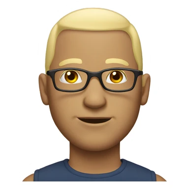 bald man with blond hair and glasses sticker