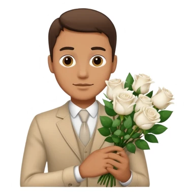 Homme avec bouquet fleurs blanches sticker