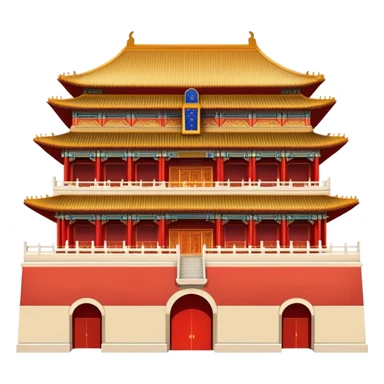 Forbidden City palace, iconic Chinese imperial architecture, simple emoji style sticker