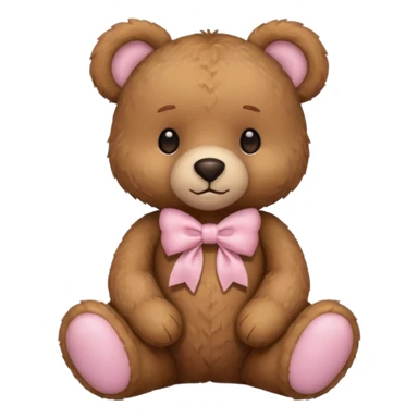 Brown teddy bear with a light pink bow sticker