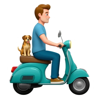 man and his pet dog riding a vespa sticker