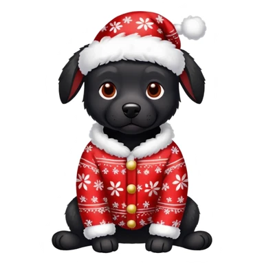 black dog wearing christmas  pajamas sticker