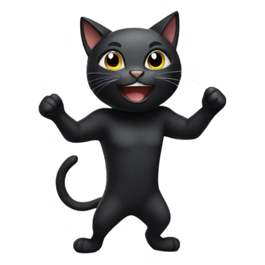 black cat celebrating a win sticker