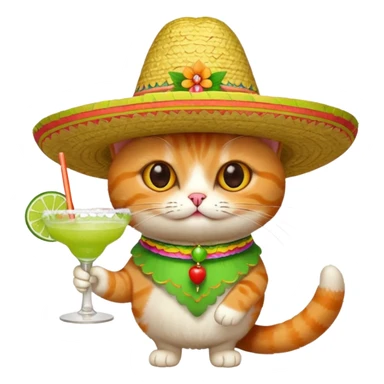 Cat with a margarita and sombrero  sticker