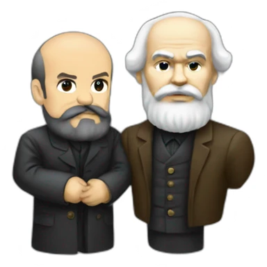 karl marx holding vladimir lenin sticker