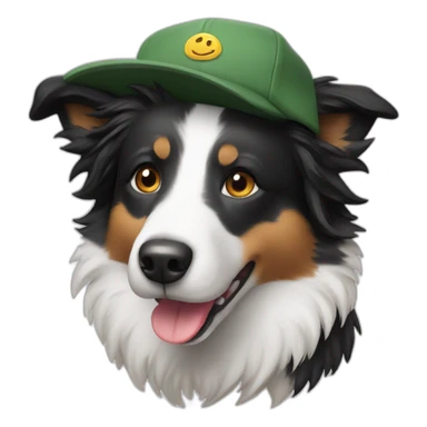 border collie with a cap sticker