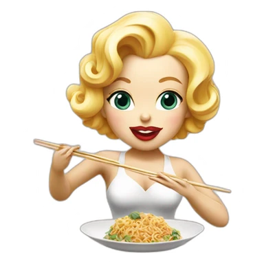 Marilyn monroe eating with chopsticks sticker