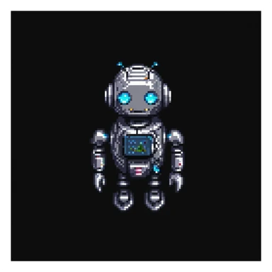 pixel art of a droid giving a friendly greeting, Star Wars style sticker