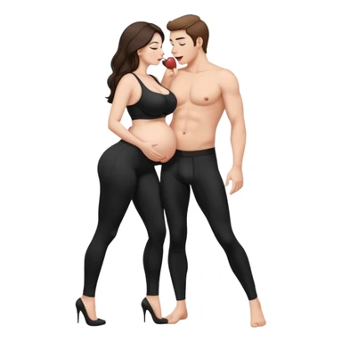 una donna Corpo intero con tette grossissime in leggings che mostra il culo che ha un cazzo di un uomo in mano e lo lecca sticker