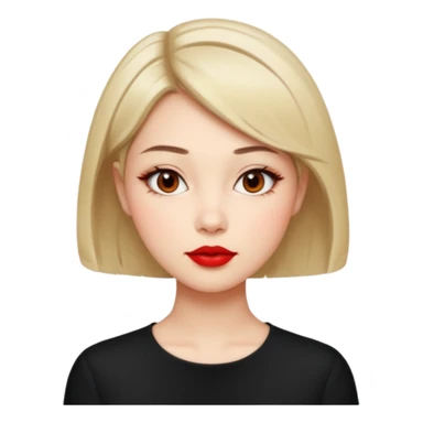 A woman in her 20s with medium short hair without bangs, with double eyelids, a round face shape, with a confident look on her face sticker