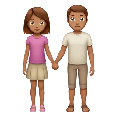 A man with brown hair with a child, a daughter, and a girl by the hand. The child has reddish brown hair sticker