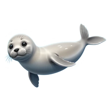 A 3D cartoon seal swimming with visible flippers, calm blue water, soft sunlight, Memoji-style realism. sticker