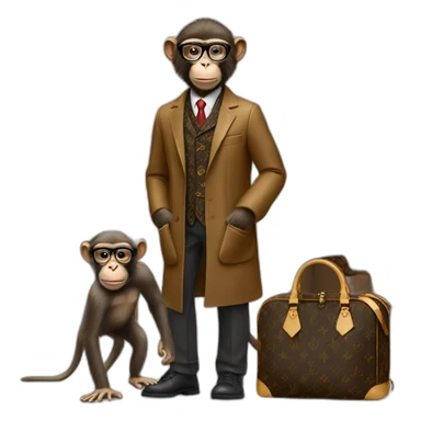 monkey professor with louis vuitton clothing sticker