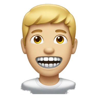 person with metal braces ontop of white teeth sticker