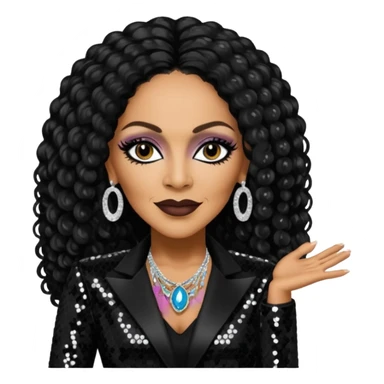 Sheila E with black sequin outfit sticker