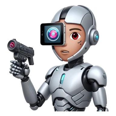 cyborg shooting a video sticker
