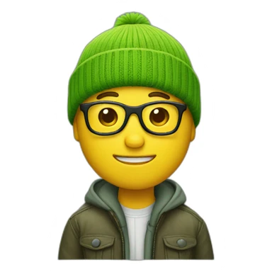 yellow nerd wearing green beanie sticker