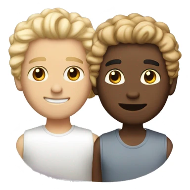 Two guys in love, one is blonde and white, and one is tan and has dark brown curly hair sticker