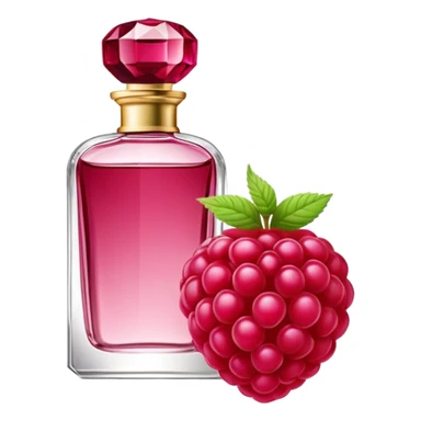 AVON women's perfume bottle next to raspberry bottle sticker