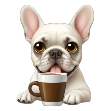 Light FRENCH BULLDOg drinking coffee sticker