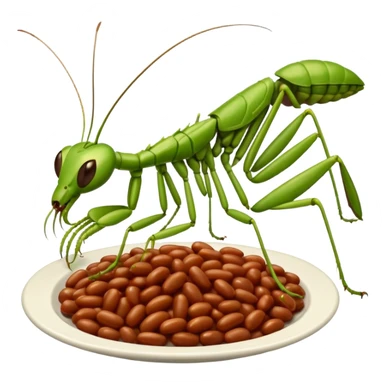 British praying mantis eating baked beans sticker
