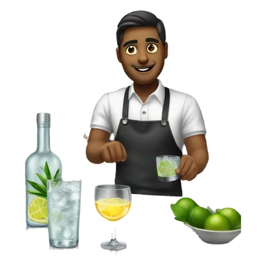 Barman making gin tonic on counter sticker