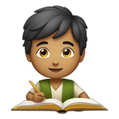 an Indian boy studying sticker