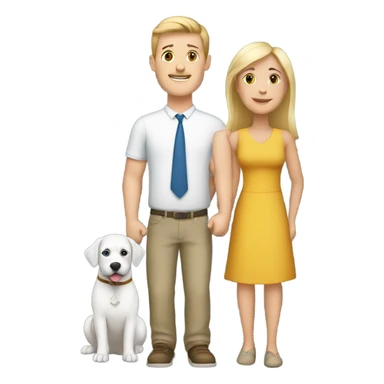 White husband, bi-racial wife, white son family with dog by tree sticker