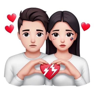 couple with a broken heart in the middle and tiktok logos around it sticker