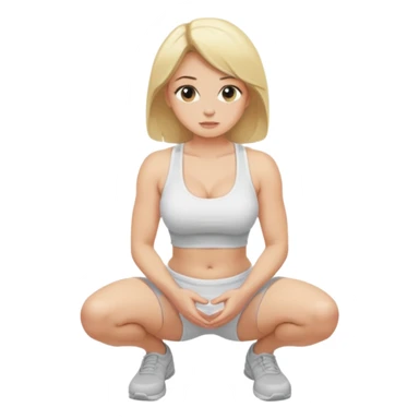 blonde woman, buxom, kneeling in a squat, SFW sticker