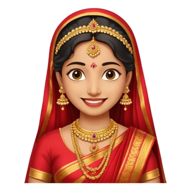 South indian bride getup, smiley face. sticker