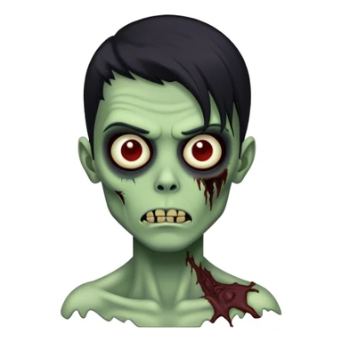 brunette zombie boy with horror green skin and long black hair sticker