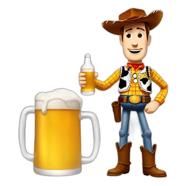 woody toy story holding a beer sticker