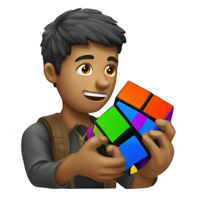 person solving rubiks cube sticker