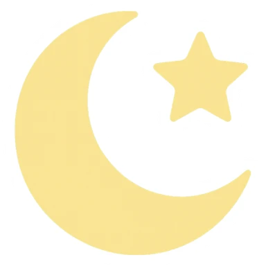 crescent moon with star on a green background, flat color style sticker