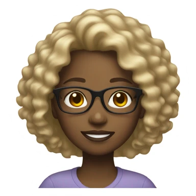 Black girl with glasses and blonde curly highlights  sticker