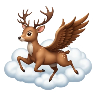 Make a 10 point deer with wings and its flying on a cloud and it is going crazy sticker