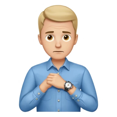 bored man pointing at his watch on his wrist sticker