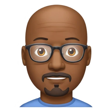 Bald mature Black man with glasses and goatee sticker